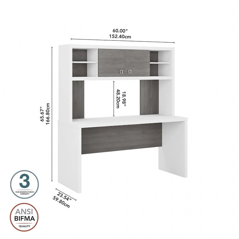 Crédence de bureau 60W avec étagère supérieure