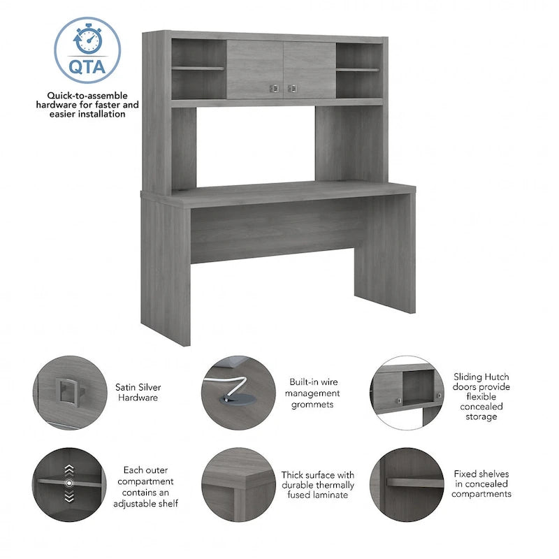 Crédence de bureau 60W avec étagère supérieure