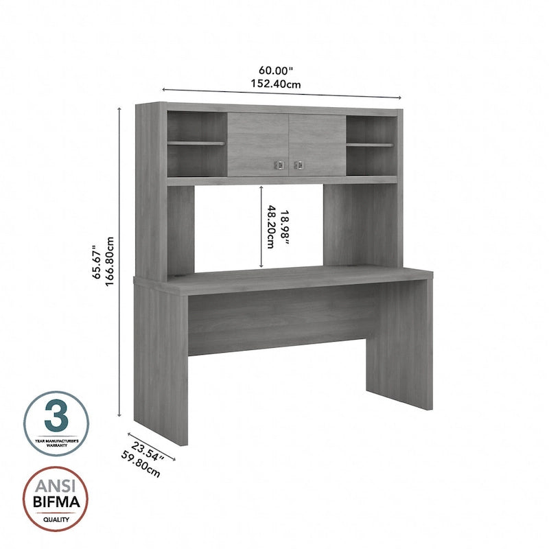 Crédence de bureau 60W avec étagère supérieure
