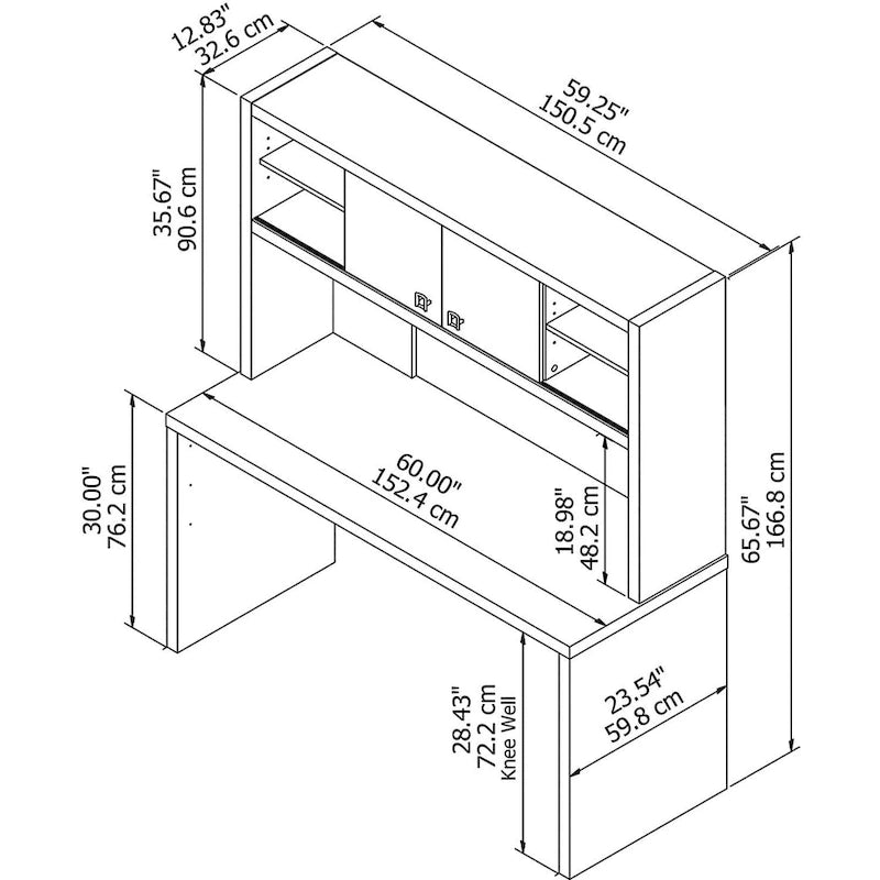 Crédence de bureau 60W avec étagère supérieure