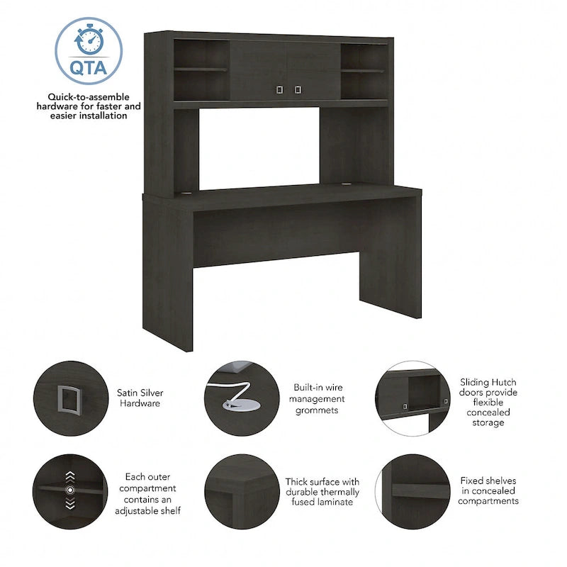Crédence de bureau 60W avec étagère supérieure