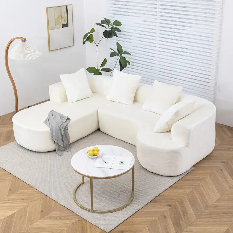 Canapé d'angle modulable en tissu avec méridienne