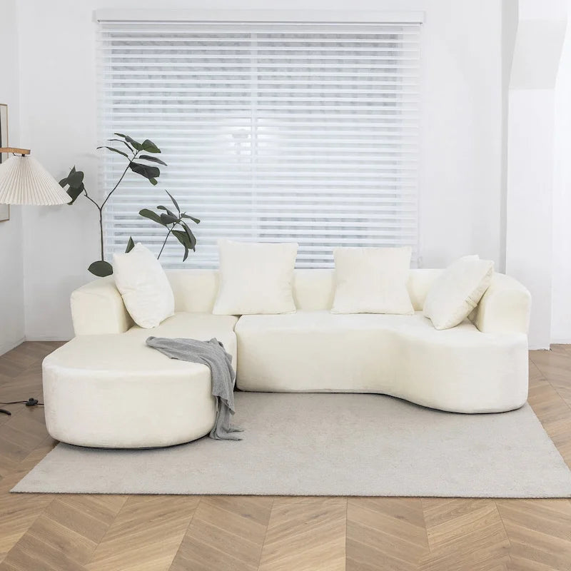 Canapé d'angle modulable en tissu avec méridienne