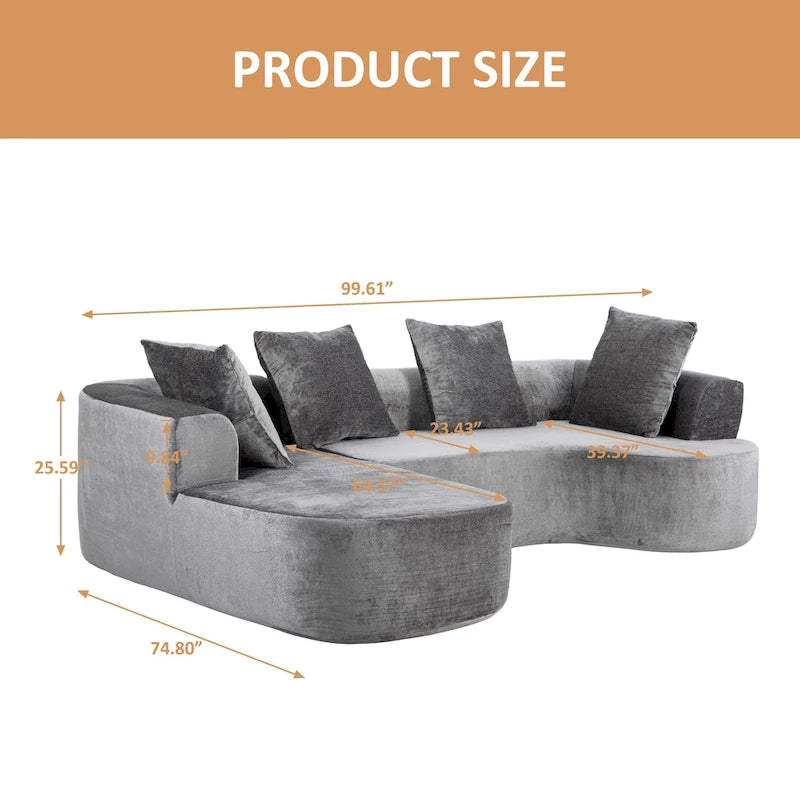 Canapé d'angle modulable en tissu avec méridienne