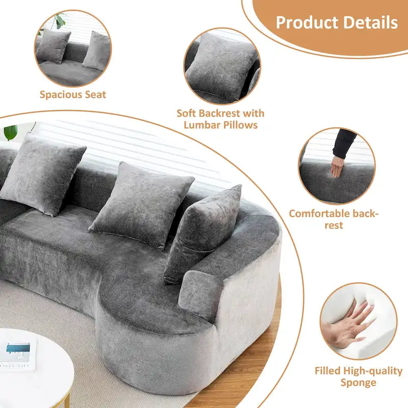 Canapé d'angle modulable en tissu avec méridienne