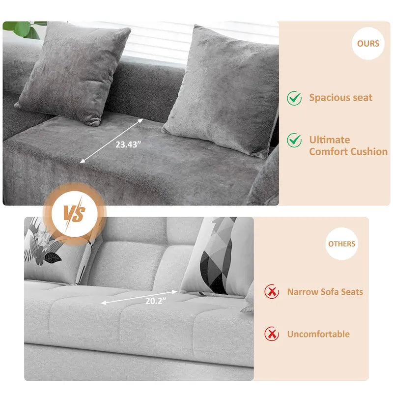 Canapé d'angle modulable en tissu avec méridienne