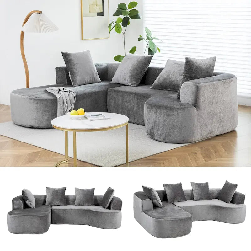 Canapé d'angle modulable en tissu avec méridienne