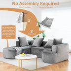 Canapé d'angle modulable en tissu avec méridienne