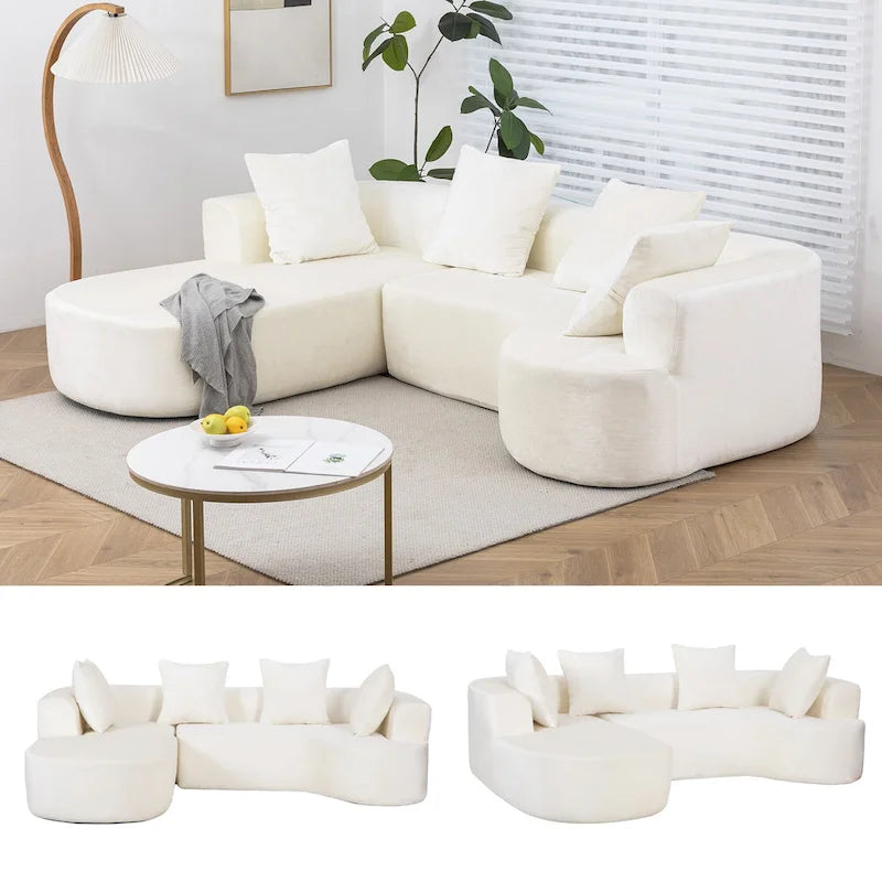 Canapé d'angle modulable en tissu avec méridienne