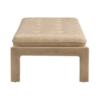 Table basse rectangulaire ottomane en cuir touffeté avec cadre en bois d'hévéa de 48,4 po