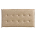 Table basse rectangulaire ottomane en cuir touffeté avec cadre en bois d'hévéa de 48,4 po