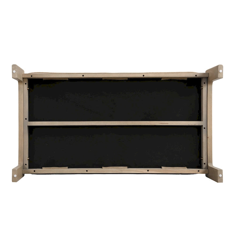 Table basse rectangulaire ottomane en cuir touffeté avec cadre en bois d'hévéa de 48,4 po
