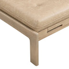 Table basse rectangulaire ottomane en cuir touffeté avec cadre en bois d'hévéa de 48,4 po