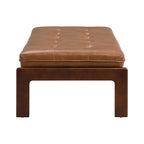 Table basse rectangulaire ottomane en cuir touffeté avec cadre en bois d'hévéa de 48,4 po