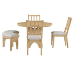 Table et chaises de salle à manger style champêtre moderne avec piètement incurvé et banc