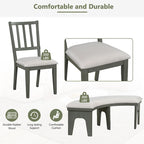 Table et chaises de salle à manger style champêtre moderne avec piètement incurvé et banc