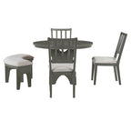 Table et chaises de salle à manger style champêtre moderne avec piètement incurvé et banc