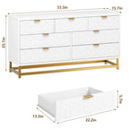 Commode à 7 tiroirs pour chambre à coucher, grande commode de 53,5 po avec pieds en métal