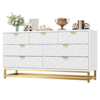 Commode à 7 tiroirs pour chambre à coucher, grande commode de 53,5 po avec pieds en métal