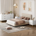 Commode à 7 tiroirs pour chambre à coucher, grande commode de 53,5 po avec pieds en métal