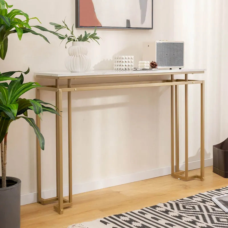 Console d'entrée moderne de 47 pouces avec plateau imitation marbre