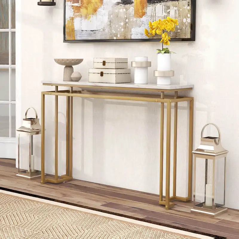 Console d'entrée moderne de 47 pouces avec plateau imitation marbre