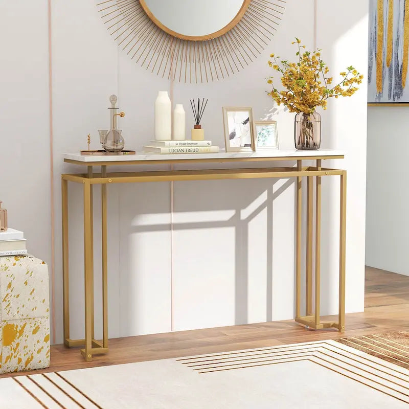 Console d'entrée moderne de 47 pouces avec plateau imitation marbre