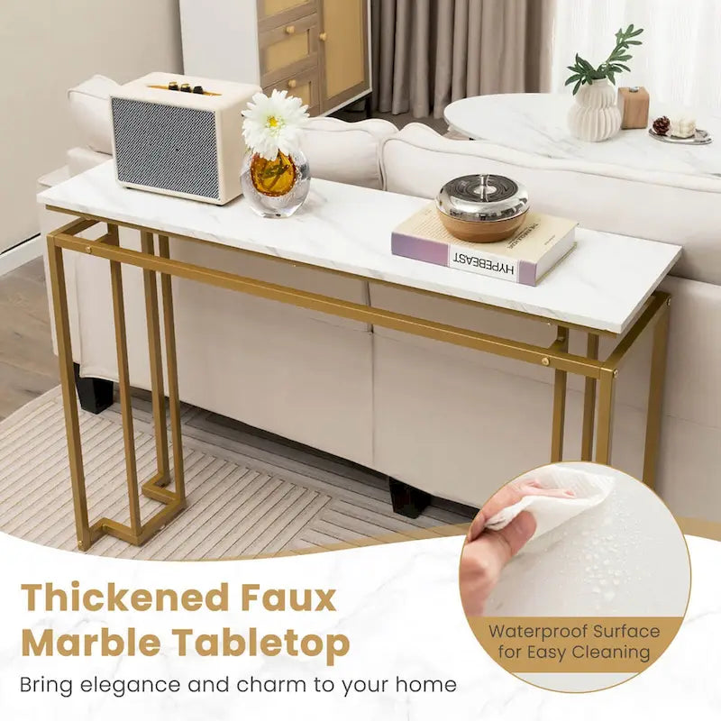 Console d'entrée moderne de 47 pouces avec plateau imitation marbre
