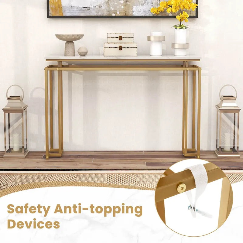 Console d'entrée moderne de 47 pouces avec plateau imitation marbre