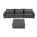 Canapé modulable Cloud, canapé rembourré en chenille avec pouf mobile, ports de charge et 3 oreillers de dossier.