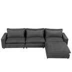 Canapé modulable Cloud, canapé rembourré en chenille avec pouf mobile, ports de charge et 3 oreillers de dossier.