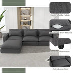 Canapé modulable Cloud, canapé rembourré en chenille avec pouf mobile, ports de charge et 3 oreillers de dossier.