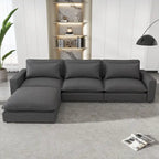 Canapé modulable Cloud, canapé rembourré en chenille avec pouf mobile, ports de charge et 3 oreillers de dossier.