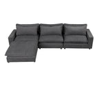 Canapé modulable Cloud, canapé rembourré en chenille avec pouf mobile, ports de charge et 3 oreillers de dossier.