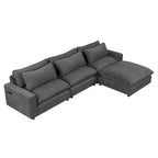 Canapé modulable Cloud, canapé rembourré en chenille avec pouf mobile, ports de charge et 3 oreillers de dossier.
