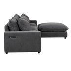 Canapé modulable Cloud, canapé rembourré en chenille avec pouf mobile, ports de charge et 3 oreillers de dossier.