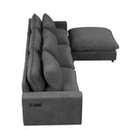 Canapé modulable Cloud, canapé rembourré en chenille avec pouf mobile, ports de charge et 3 oreillers de dossier.