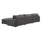Canapé modulable Cloud, canapé rembourré en chenille avec pouf mobile, ports de charge et 3 oreillers de dossier.