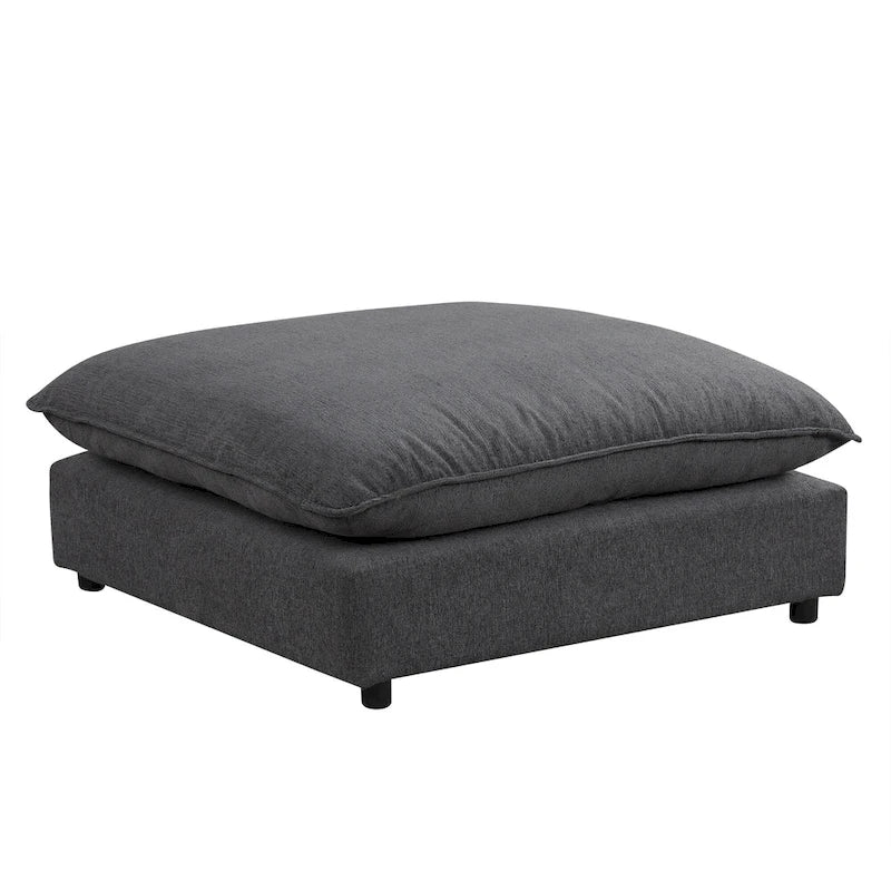 Canapé modulable Cloud, canapé rembourré en chenille avec pouf mobile, ports de charge et 3 oreillers de dossier.