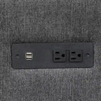 Canapé modulable Cloud, canapé rembourré en chenille avec pouf mobile, ports de charge et 3 oreillers de dossier.
