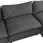 Canapé modulable Cloud, canapé rembourré en chenille avec pouf mobile, ports de charge et 3 oreillers de dossier.