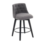 Tabouret de bar pivotant moderne en lin avec dossier capitonné et structure en bois massif
