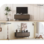 Meuble TV/Centre de divertissement de style Mid-Century avec portes de 64,45 pouces