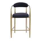 Tabouret de bar hauteur comptoir avec dossier et accoudoirs rembourrés et pieds en métal