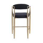 Tabouret de bar hauteur comptoir avec dossier et accoudoirs rembourrés et pieds en métal