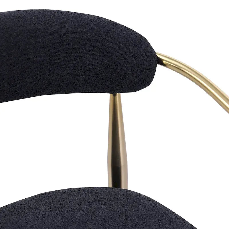 Tabouret de bar hauteur comptoir avec dossier et accoudoirs rembourrés et pieds en métal