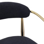 Tabouret de bar hauteur comptoir avec dossier et accoudoirs rembourrés et pieds en métal