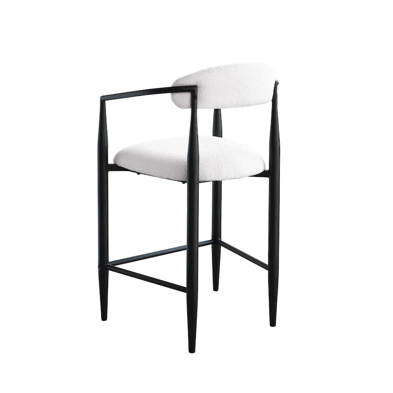 Tabouret de bar hauteur comptoir avec dossier et accoudoirs rembourrés et pieds en métal