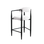 Tabouret de bar hauteur comptoir avec dossier et accoudoirs rembourrés et pieds en métal