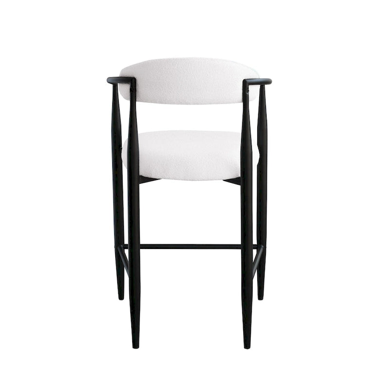 Tabouret de bar hauteur comptoir avec dossier et accoudoirs rembourrés et pieds en métal